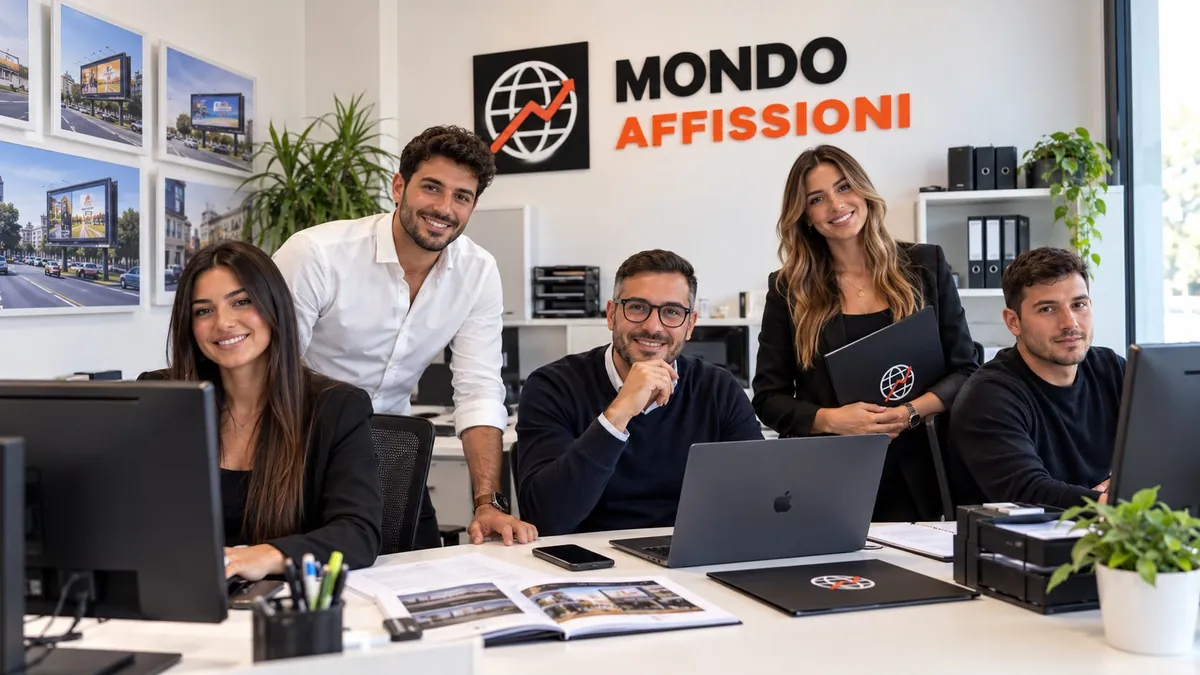 Presentazione visiva di Mondo Affissioni in un ambiente di lavoro